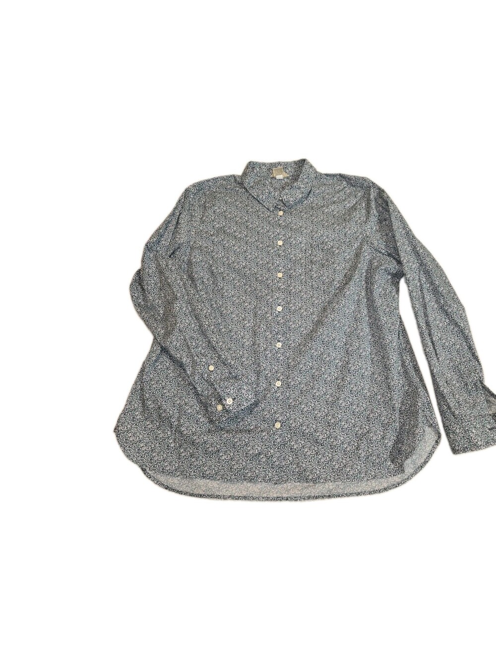 duluth trading womens 2XL Button Up Ditsy Floral Blue Casual Office Basic Cotton